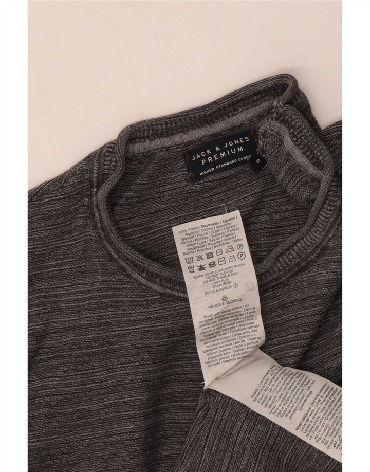 Jack & Jones Herren-Pullover mit Rundhalsausschnitt, Größe S, graue Baumwolle