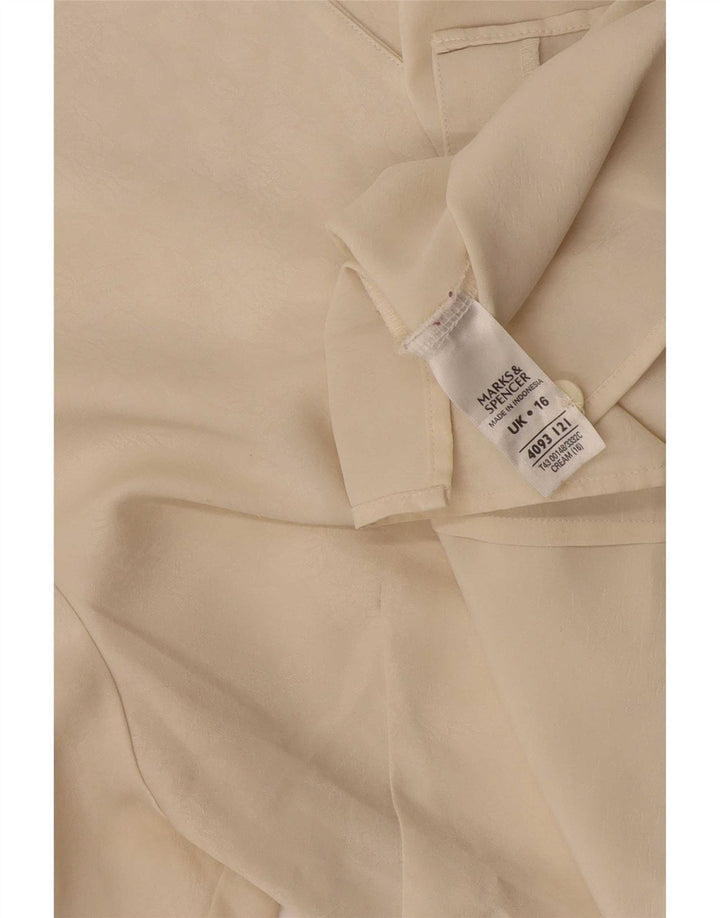 Marks & Spencer Damen Kurzarm-Hemdbluse UK 16 Large Beige