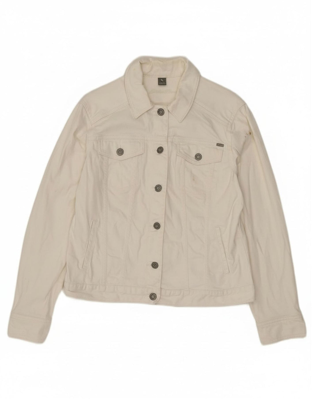 Eddie Bauer Damen Jeansjacke UK 14 Große weiße Baumwolle