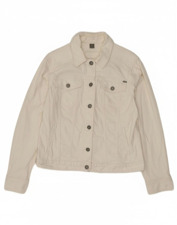 Eddie Bauer Damen Jeansjacke UK 14 Große weiße Baumwolle