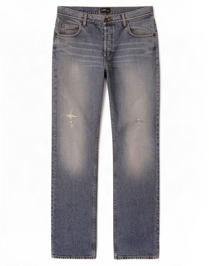 Lee Herren Seattle Distressed Straight Jeans W34 L36 Blau