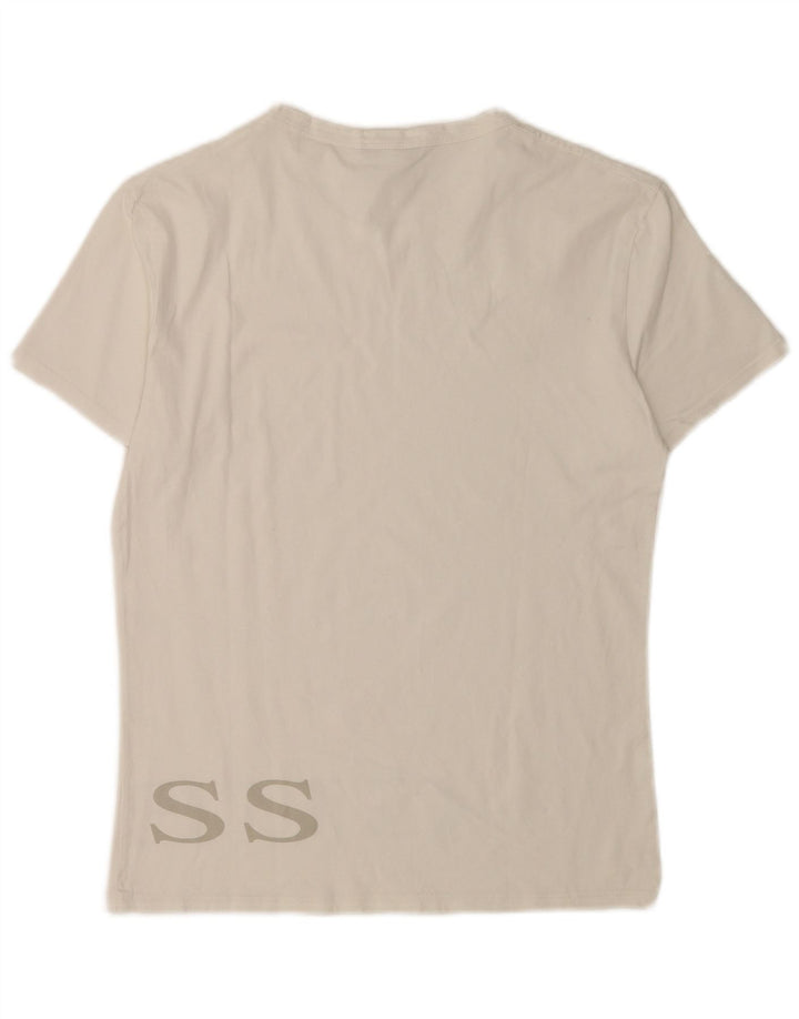 Guess Herren-T-Shirt mit Grafik, Größe L, aus weißer Baumwolle