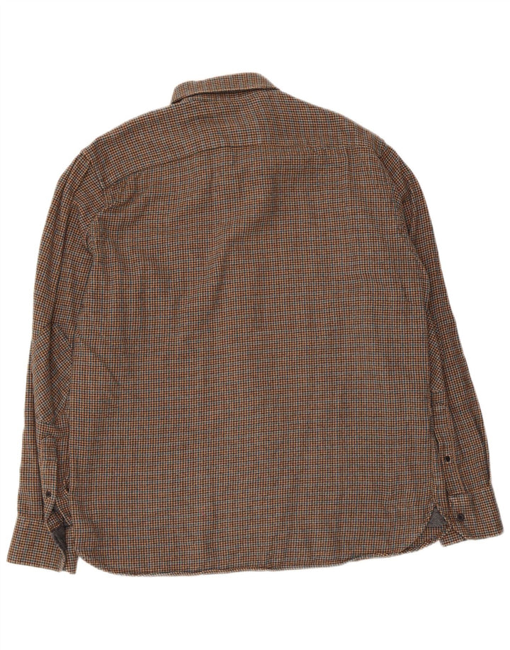 Marks & Spencer Herren Blue Harbor Flanellhemd Mittelbraun mit Hahnentrittmuster