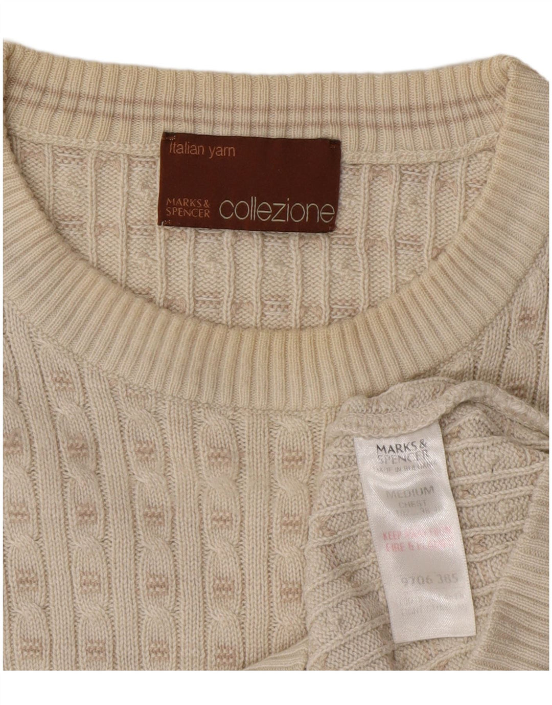 Marks & Spencer Herren-Pullover mit Rundhalsausschnitt, Medium, gebrochenes Weiß, Acryl