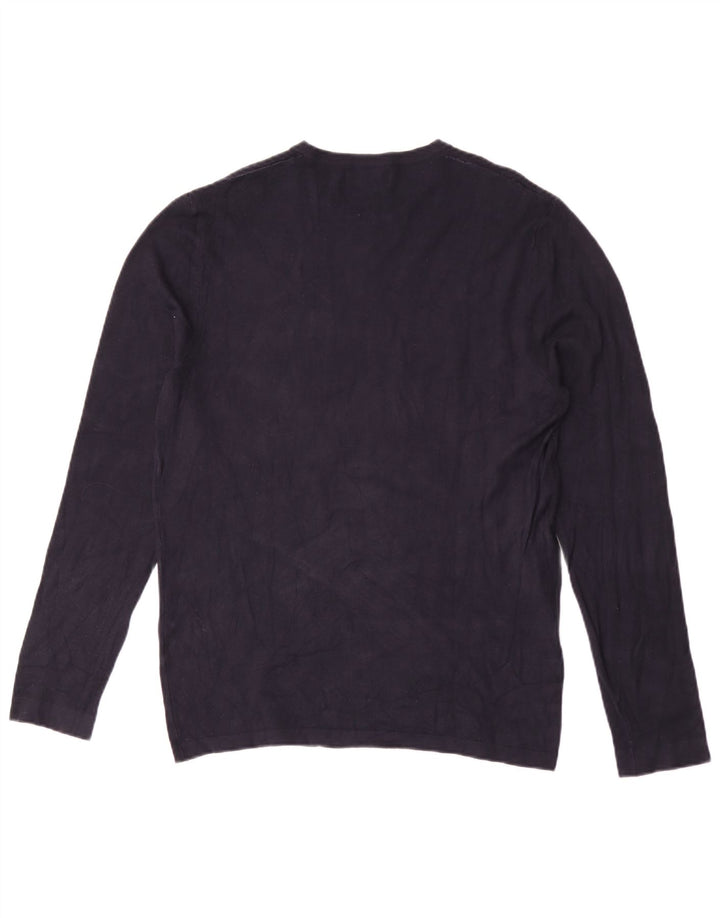 Zara Herren-Pullover mit Rundhalsausschnitt, Größe L, Marineblau