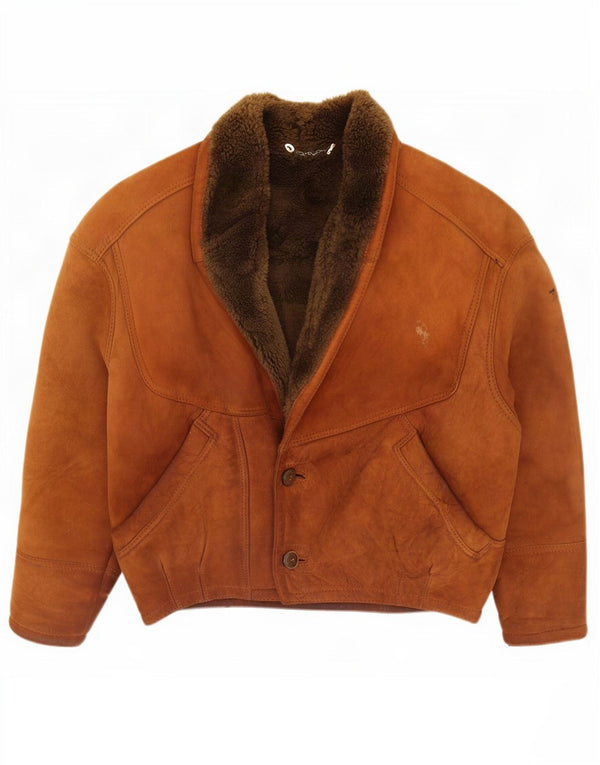 Vintage Mens Shearling Jacket IT 46 Small Brown