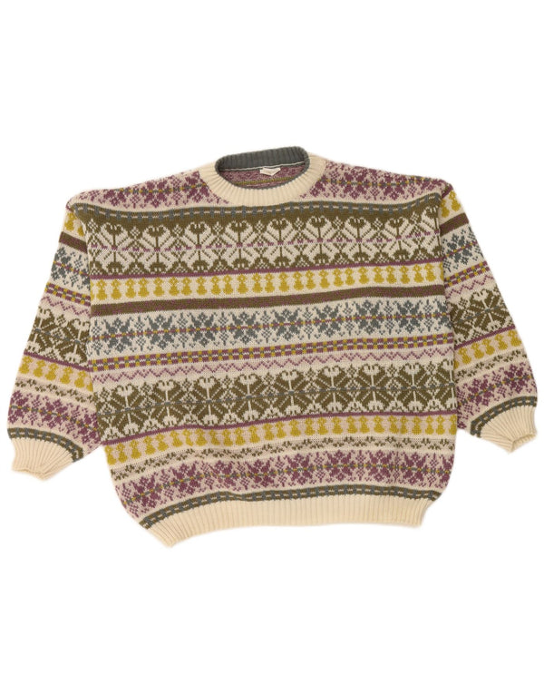 VINTAGE Herren Pullover mit Rundhalsausschnitt XL Mehrfarbig Fair Isle