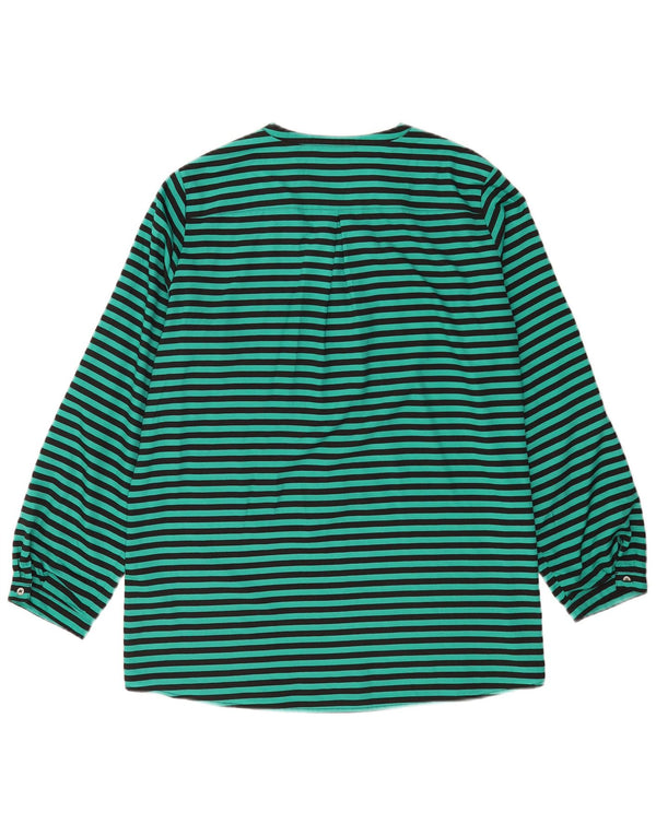 Calvin Klein Damen Langarm-Tunika-Top UK 16 Large Grün gestreift