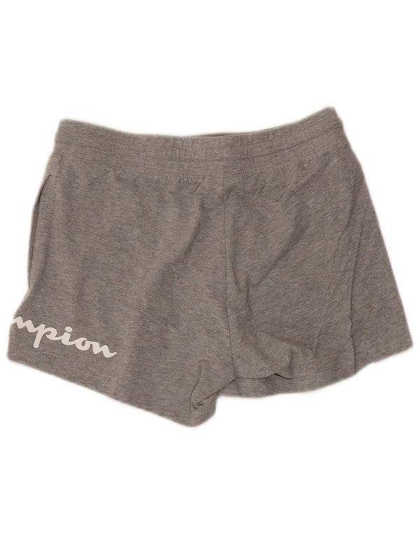Champion Womens Graphic Sport Shorts UK 12 Medium Grey Cotton