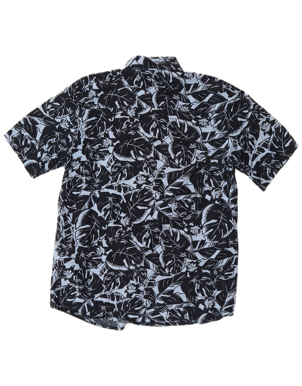 Carhartt Herren-Kurzarmhemd aus mittlerer Marineblau-Baumwolle mit Blumenmuster