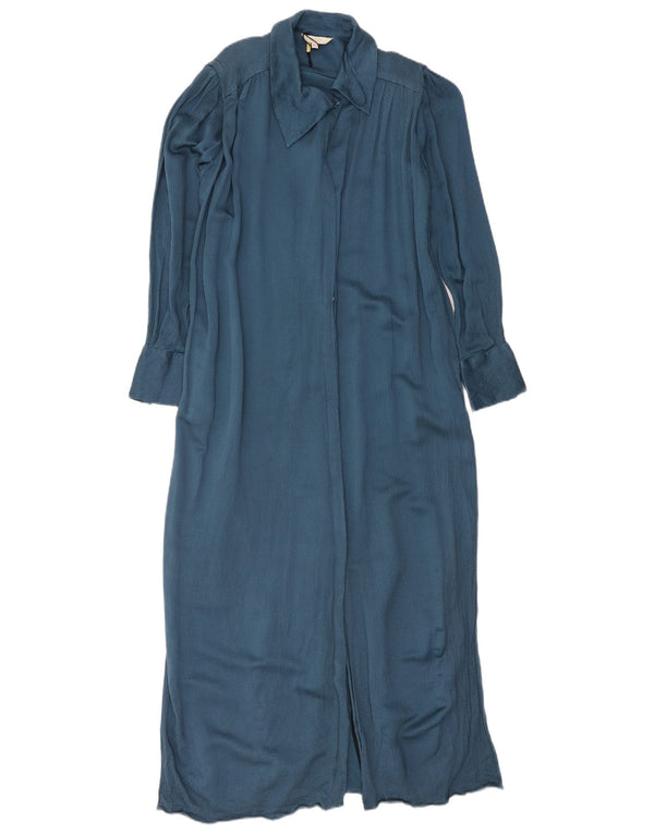 Massimo Dutti Damen Maxi-Hemdkleid EU 38 Mittelmarineblaue Viskose