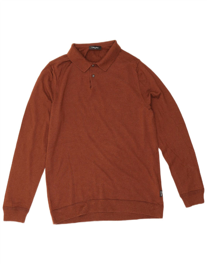 Calvin Klein Herren-Pullover mit Rollkragen, groß, braune Wolle