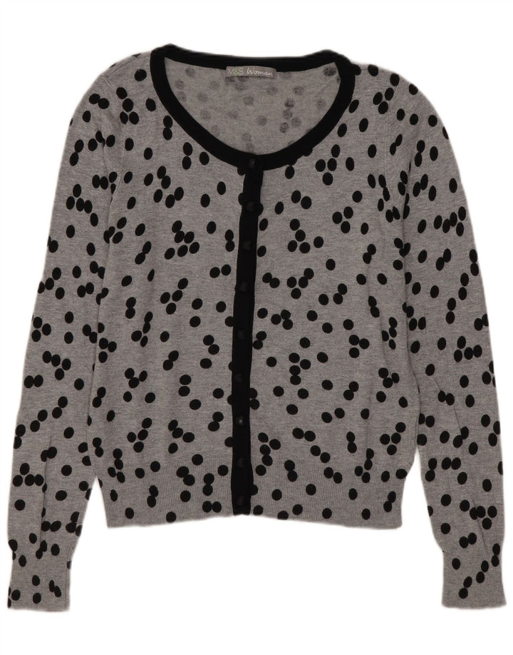 Marks & Spencer Damen-Cardigan-Pullover UK 10 Small Grey Polka Dot