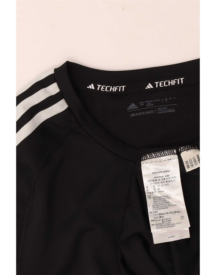 Adidas Herren Tech Fit T-Shirt Top Medium Schwarz Polyester