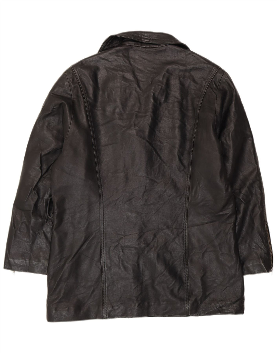 VINTAGE Damen Übergroße Lederjacke UK 10 Small Schwarz