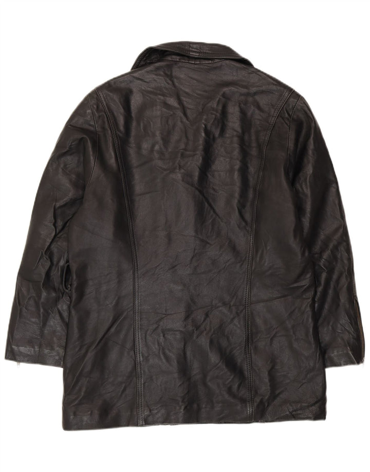 VINTAGE Damen Übergroße Lederjacke UK 10 Small Schwarz