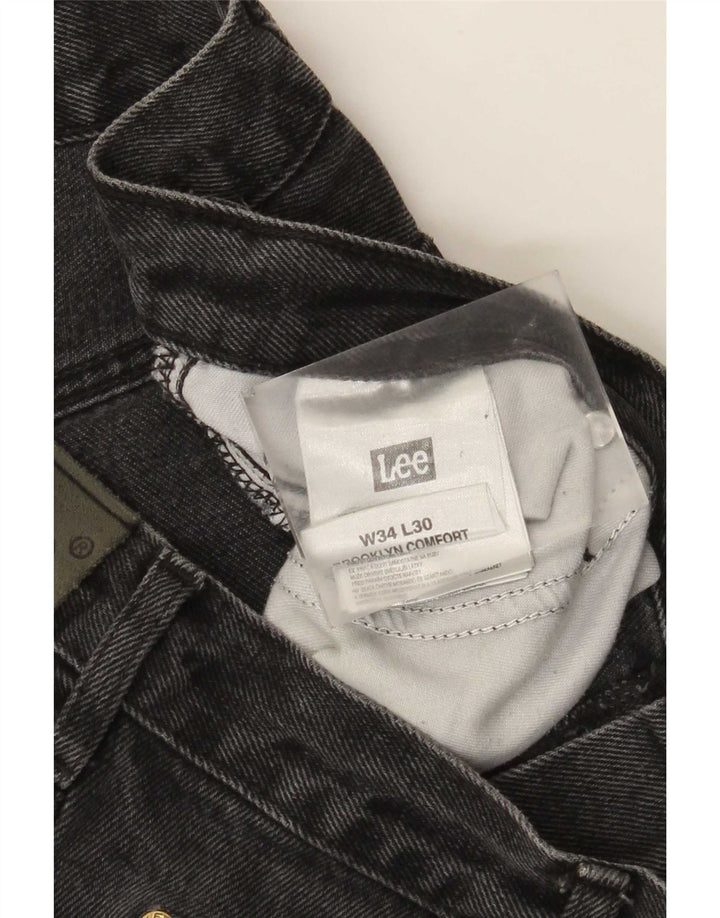 Lee Herren Brooklyn Straight Jeans W34 L30 Graue Baumwolle