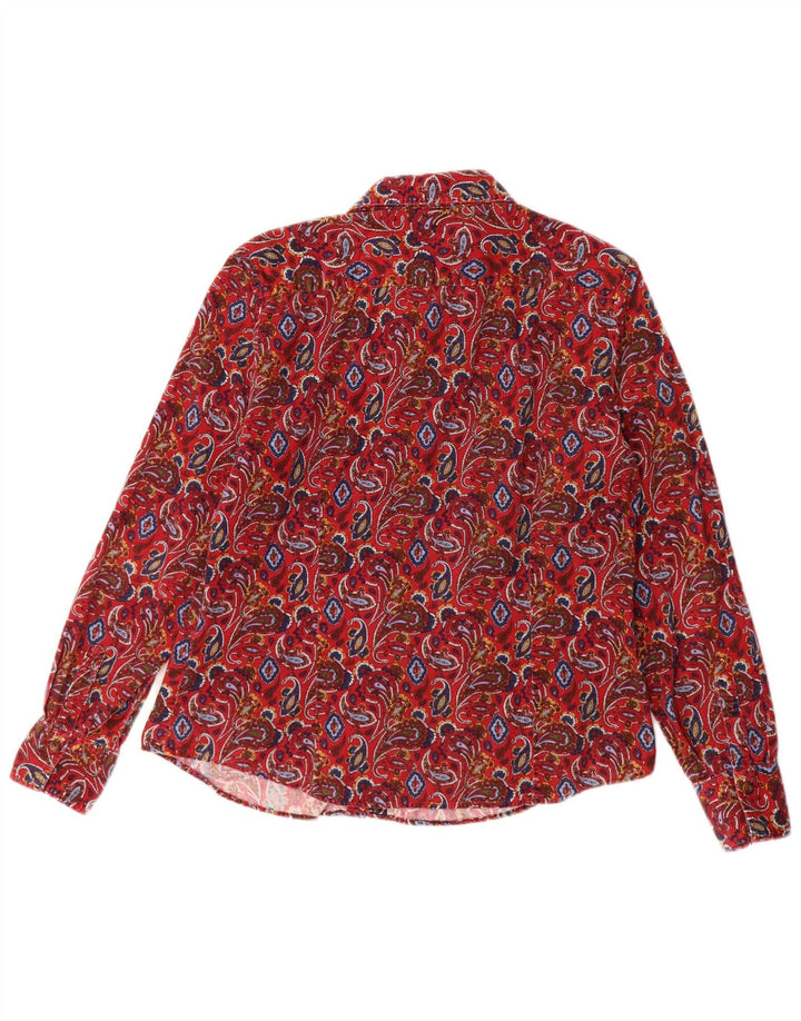 LAWRENCE GREY Damen Cordhemd EU 40 Mittelrote Paisley-Baumwolle