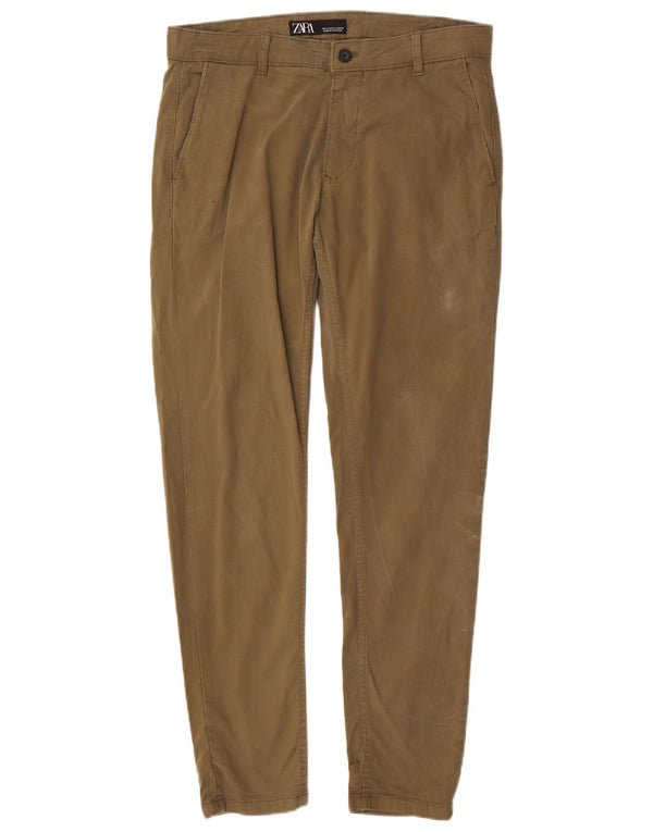 Zara Slim Chino-Hose für Herren, EU 42, Größe L, W32, L30, Khaki, Baumwolle