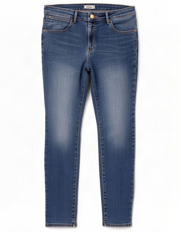 Wrangler Damen Skinny Jeans W34 L29 Blaue Baumwolle