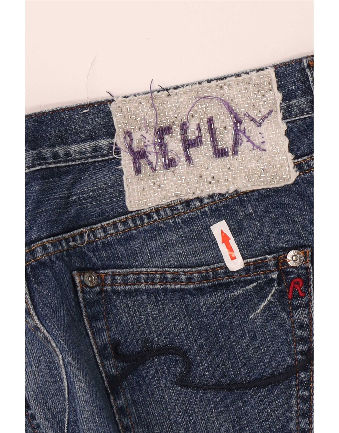 Replay Damen Straight Jeans W32 L34 Blaue Baumwolle