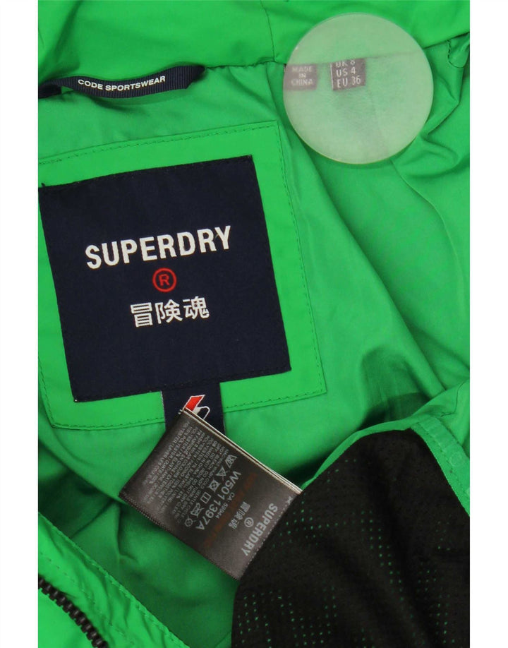 Superdry Wattierte Damenjacke mit Kapuze, UK 8, Größe S, Grün, Polyester