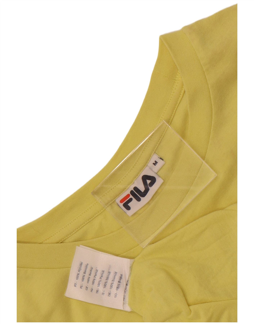 Fila Herren Grafik-T-Shirt-Oberteil aus mittelgelber Colourblock-Baumwolle