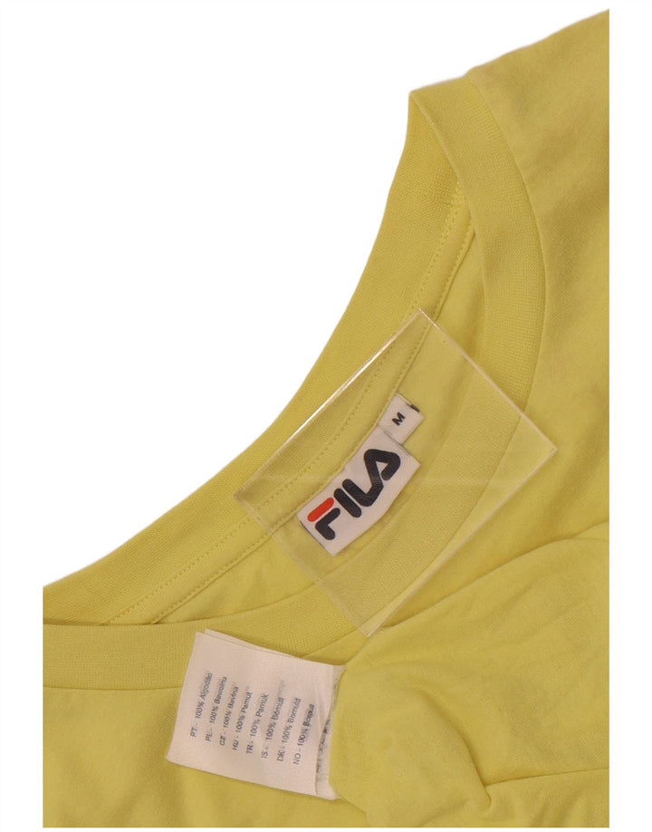 Fila Herren Grafik-T-Shirt-Oberteil aus mittelgelber Colourblock-Baumwolle