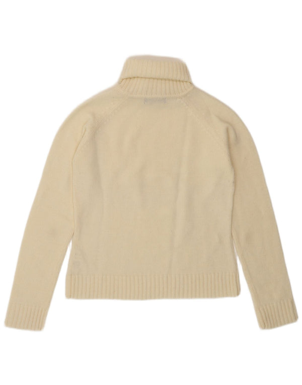 Zara Damen Crop Rollkragenpullover Pullover UK 14 Large Off White Acryl