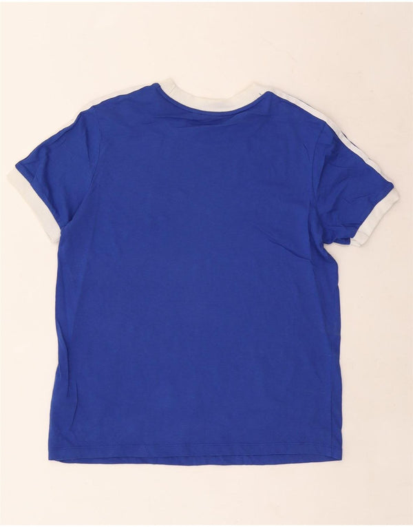 Adidas Damen T-Shirt Top UK 16 Large Blau Baumwolle