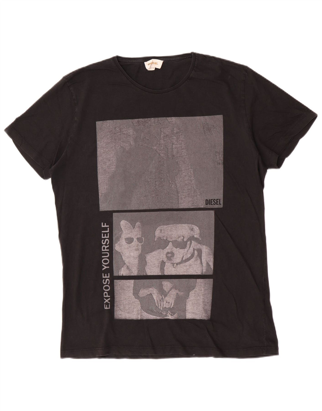 Diesel Herren Grafik T-Shirt Top XL Schwarz