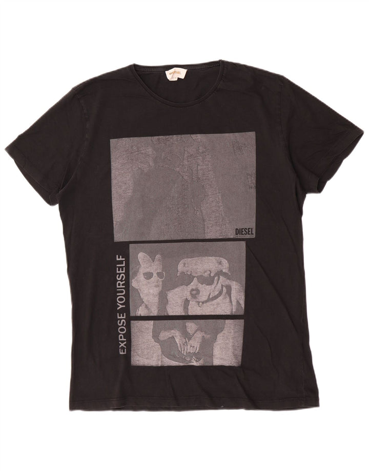 Diesel Herren Grafik T-Shirt Top XL Schwarz