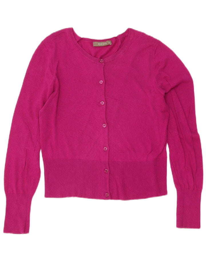 Oasis Damen-Cardigan-Pullover UK 12 Mittelrosa Baumwolle