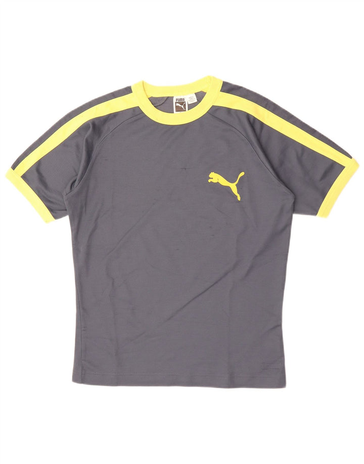 PUMA Herren T-Shirt-Oberteil aus mittelgrauer Colourblock-Baumwolle