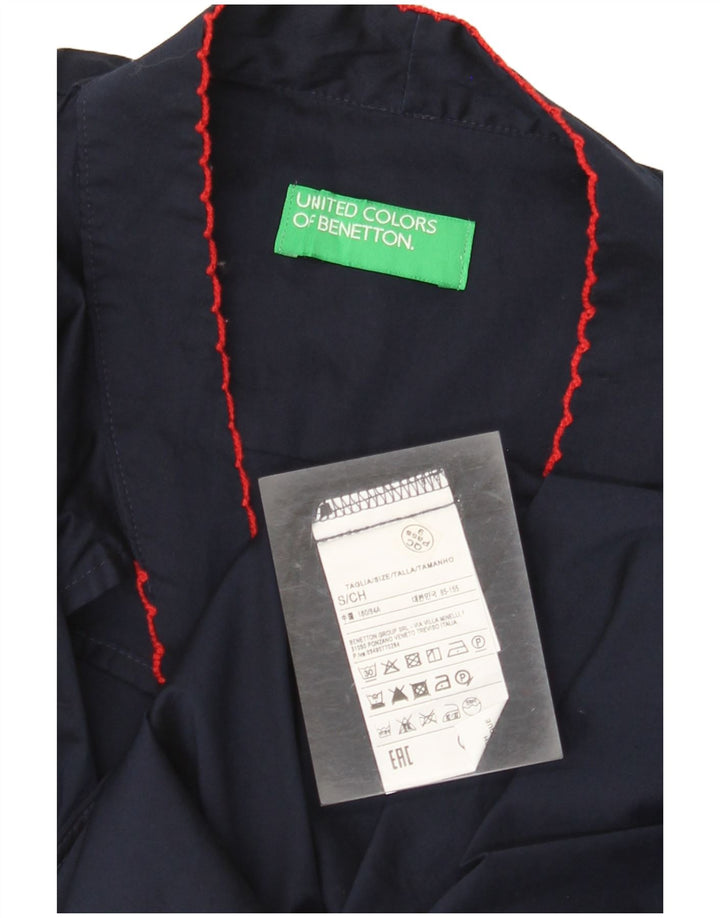 BENETTON Damen-Langarmblusenoberteil mit Frontschnürung, Gr. 10, Marineblau