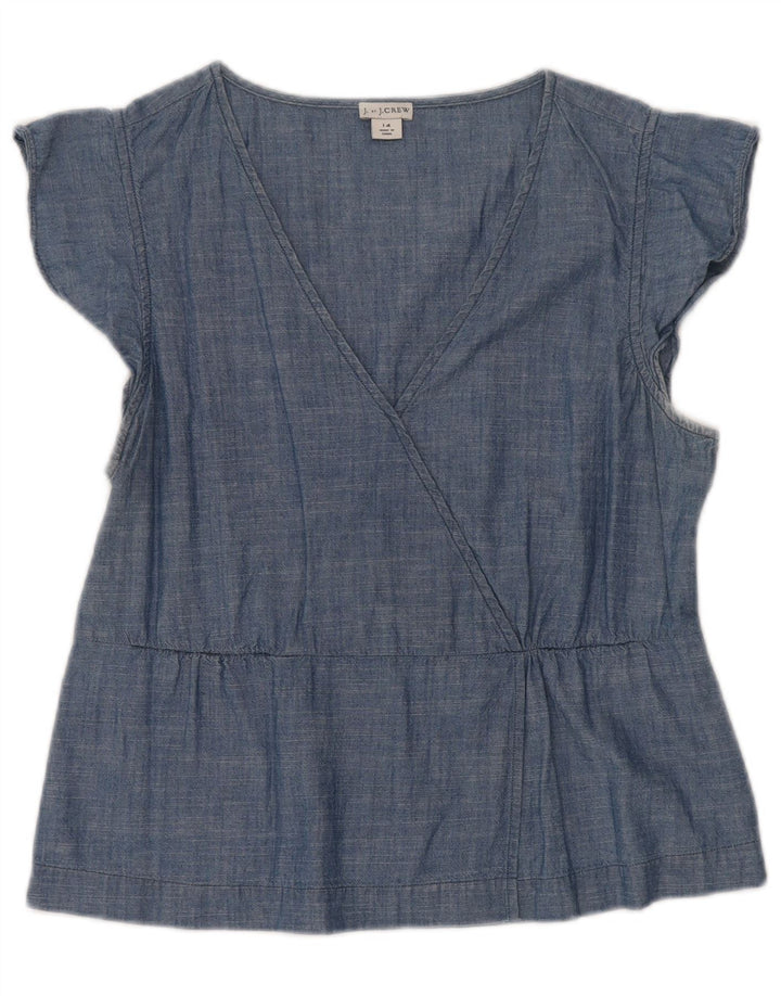 J. CREW Damen-Blusenoberteil, UK-Größe 44, Größe L, Blau, Baumwolle