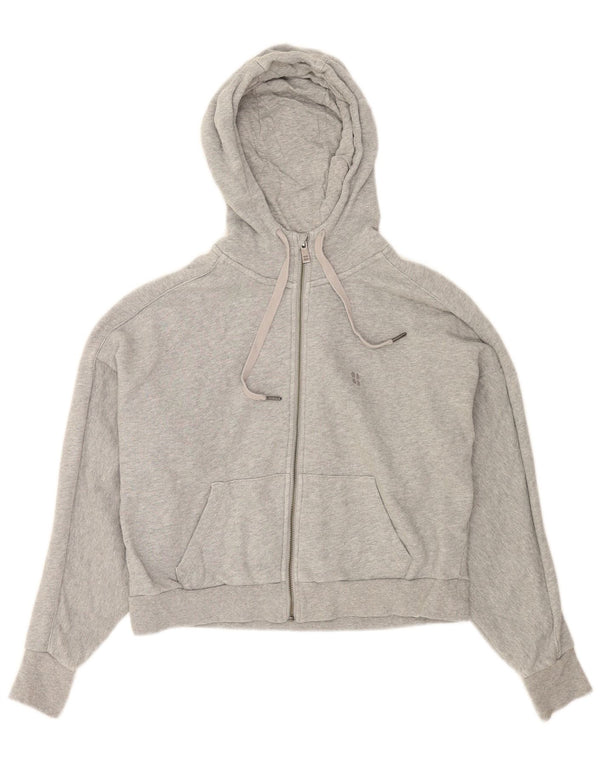 Sweaty Betty Damen Crop Zip Hoodie Pullover UK 10 Small Grau meliert