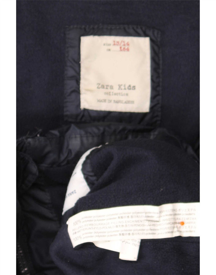 Wattierte Jacke mit Kapuze von Zara für Jungen, 13–14 Jahre, marineblaues Polyester