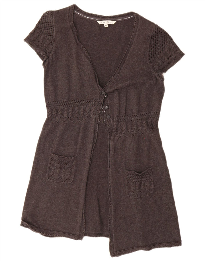 Fat Face Langärmliger Damen-Cardigan mit kurzen Ärmeln, Gr. 12, Mittelgrau