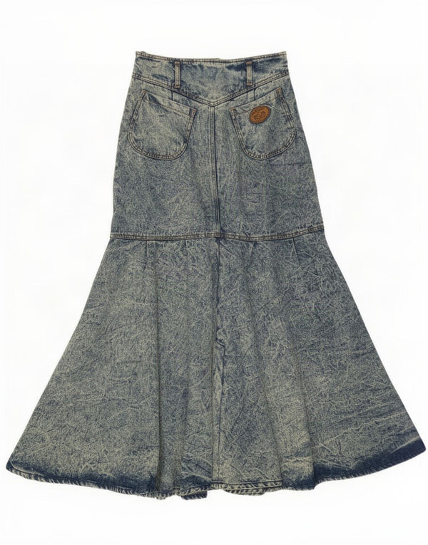 Vintage Damen Denim High Waist Meerjungfrau Rock IT 42 Medium W26 Blaue Baumwolle