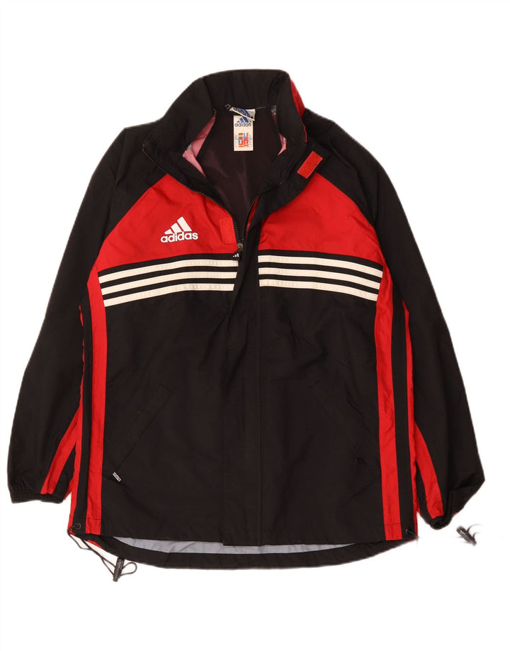 Adidas Regenjacke für Jungen, 15–16 Jahre, schwarzes Colourblock-Polyamid