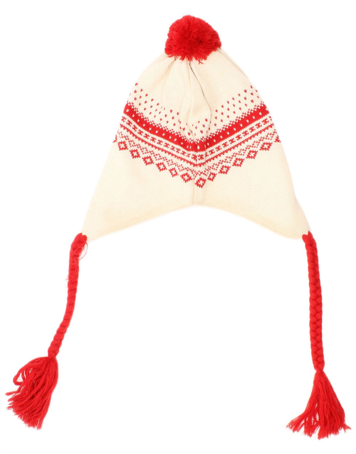 Fila Herren-Strickbommelmütze mit Ohrenklappe, Einheitsgröße, cremefarbene Fair-Isle-Schurwolle