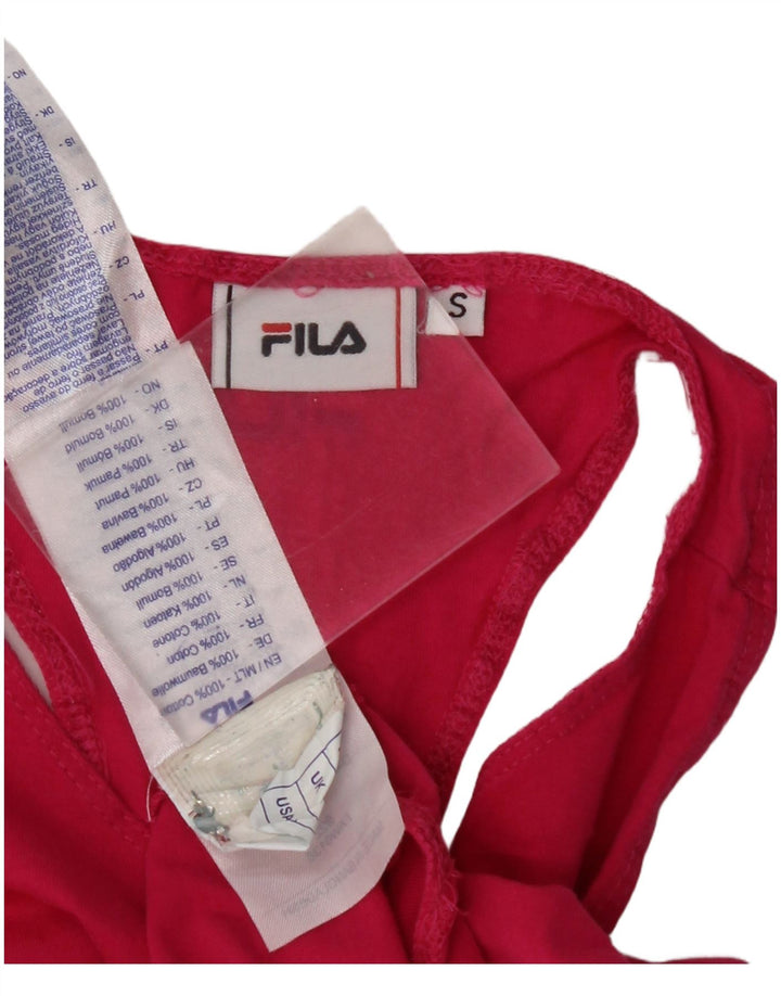 FILA Damen Crop Vest Top UK 8 Small Rosa Baumwolle