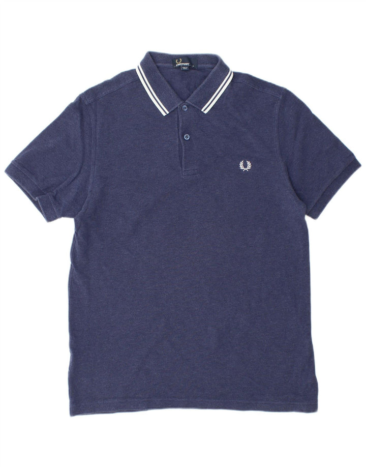FRED PERRY Herren-Poloshirt aus mittelblauer Baumwolle in Marineblau