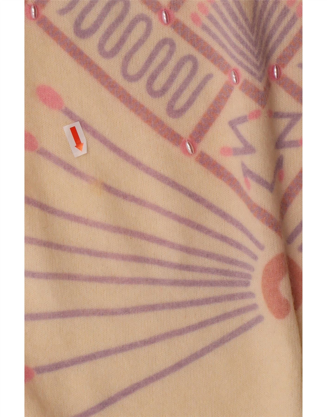 VINTAGE Damen-Pullover mit Rundhalsausschnitt, Gr. 16, groß, cremefarben, geometrisch