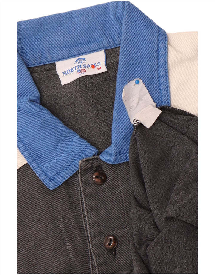 North Sails Herren-Poloshirt mit Grafik, mittelgraue Colourblock-Baumwolle