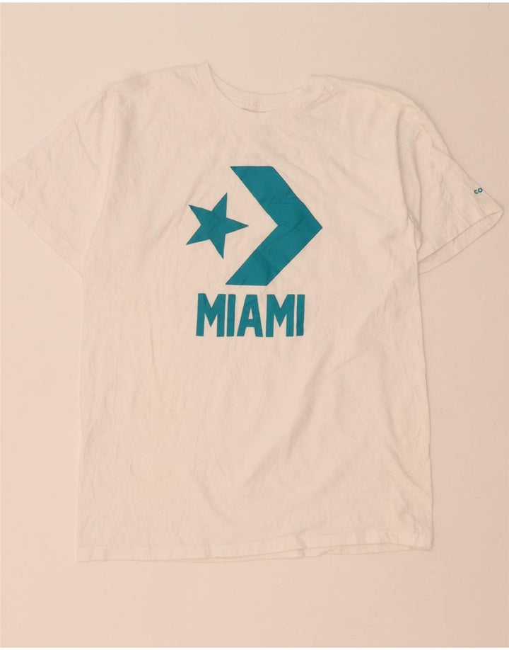 CONVERSE Mens Miami Graphic T-Shirt Top Small White Cotton Vintage Converse and Second-Hand Converse from Messina Hembry 