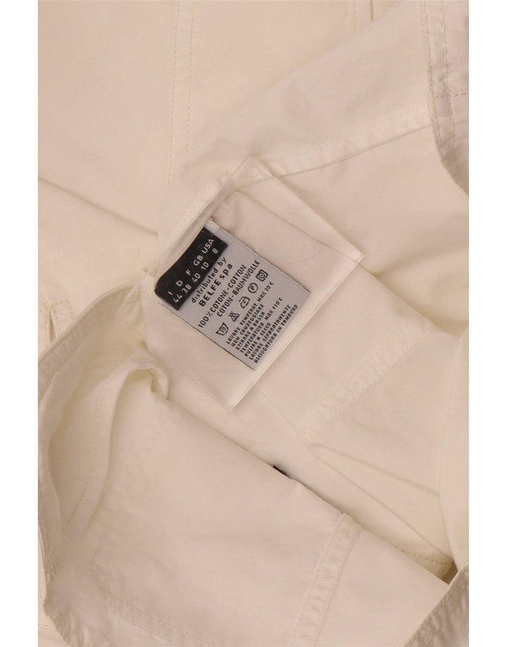 Belfe Damen-Blazerjacke mit 3 Knöpfen, UK 10, Größe S, weiße Baumwolle
