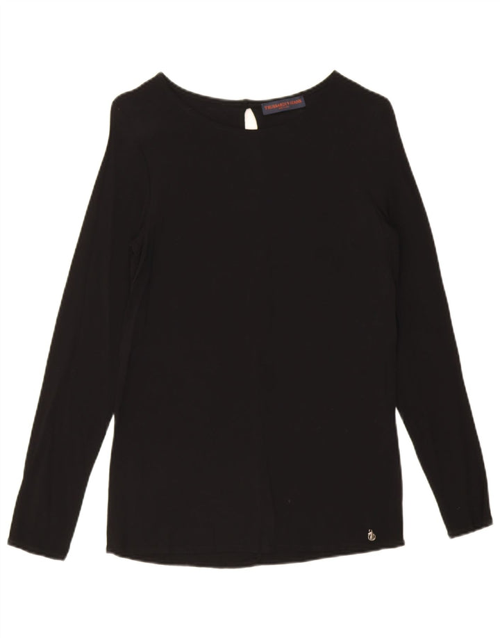 Trussardi Jeans Damen Langarm-Blusenoberteil IT 42 Mittelschwarze Viskose
