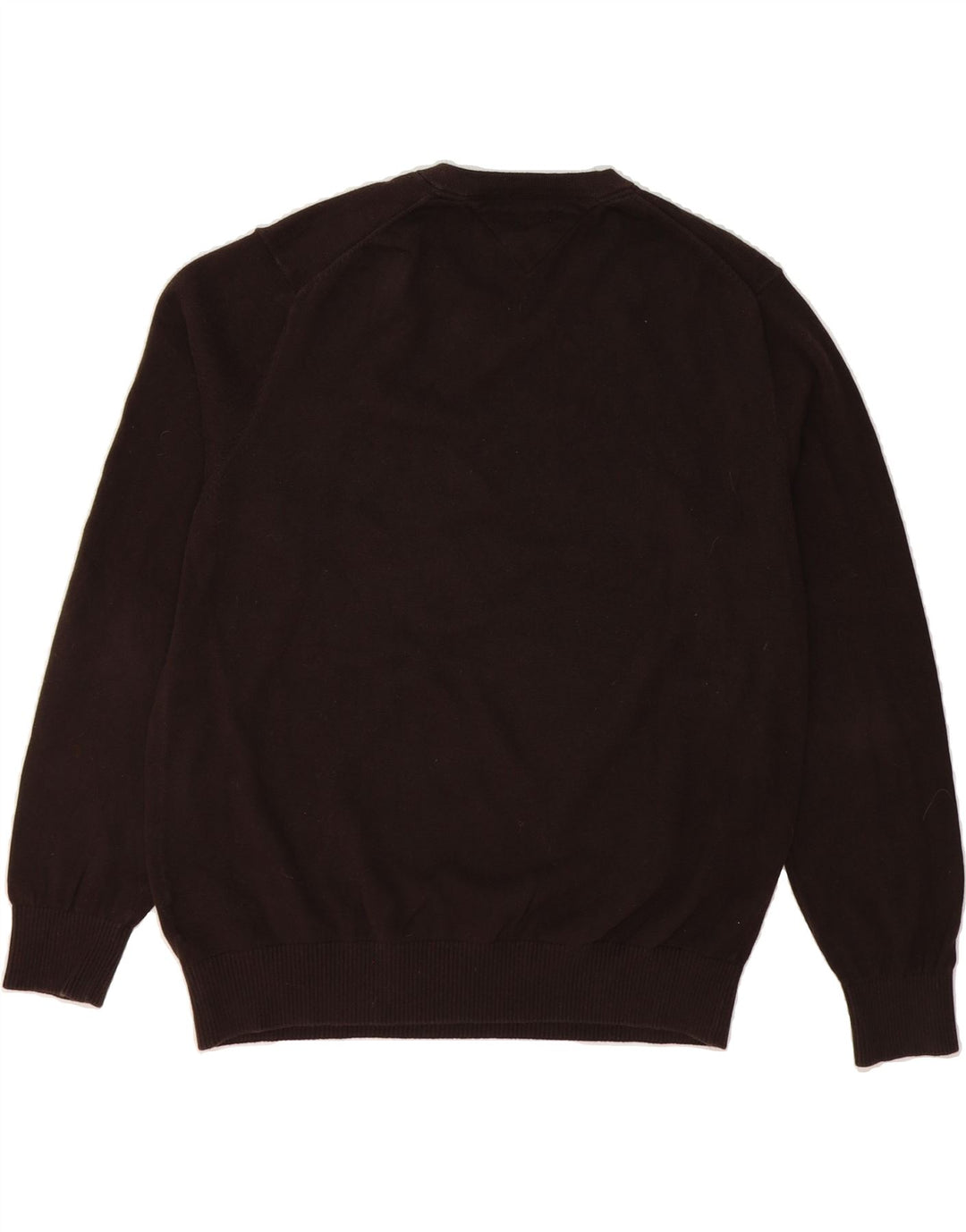 TOMMY HILFIGER Mens V-Neck Jumper Sweater Large Brown Cotton Vintage Tommy Hilfiger and Second-Hand Tommy Hilfiger from Messina Hembry 